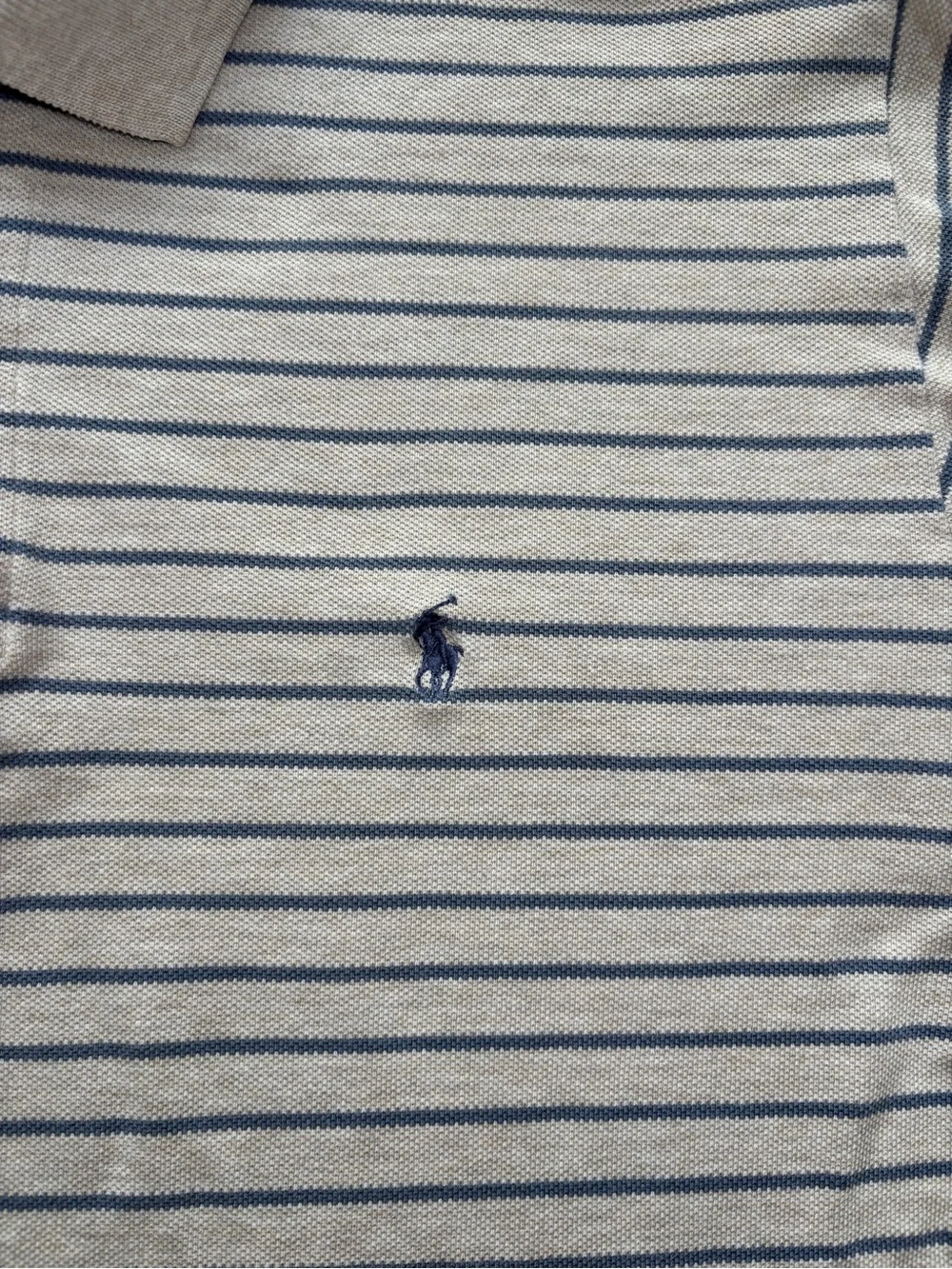 Polo Ralph Lauren Men’s Striped Polo Shirt Blue & Cream 100% Cotton M